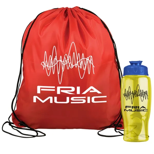 Drawstring backpack in a bottle combo kit.... from ASI 40480 Koozie Group