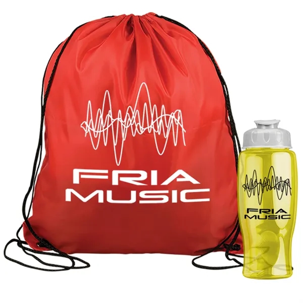 Drawstring backpack in a bottle combo kit.... from ASI 40480 Koozie Group