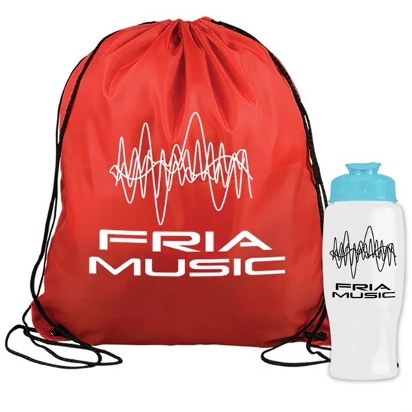 Drawstring backpack in a bottle combo kit.... from ASI 40480 Koozie Group