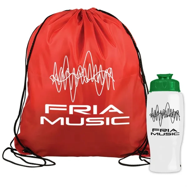 Drawstring backpack in a bottle combo kit.... from ASI 40480 Koozie Group