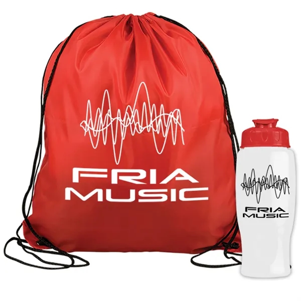 Drawstring backpack in a bottle combo kit.... from ASI 40480 Koozie Group