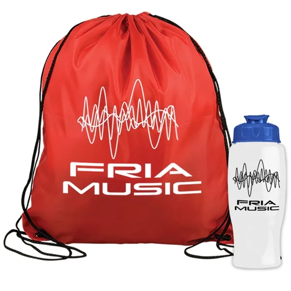 Drawstring backpack in a bottle combo kit.... from ASI 40480 Koozie Group