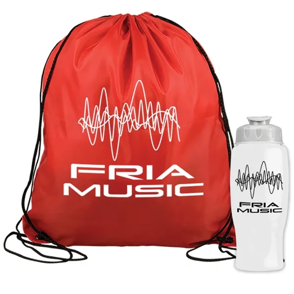 Drawstring backpack in a bottle combo kit.... from ASI 40480 Koozie Group