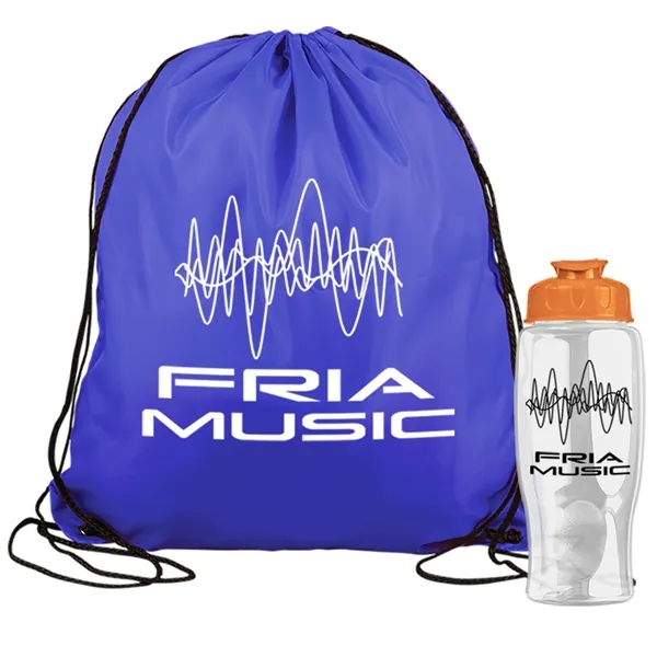 Drawstring backpack in a bottle combo kit.... from ASI 40480 Koozie Group