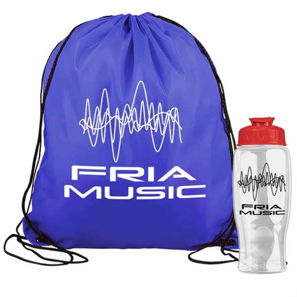Drawstring backpack in a bottle combo kit.... from ASI 40480 Koozie Group