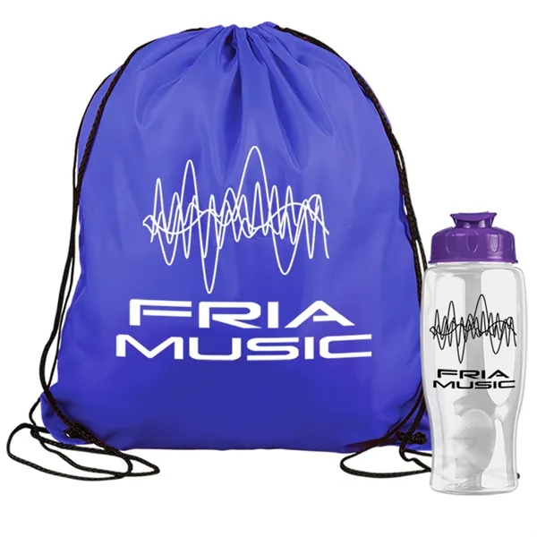 Drawstring backpack in a bottle combo kit.... from ASI 40480 Koozie Group