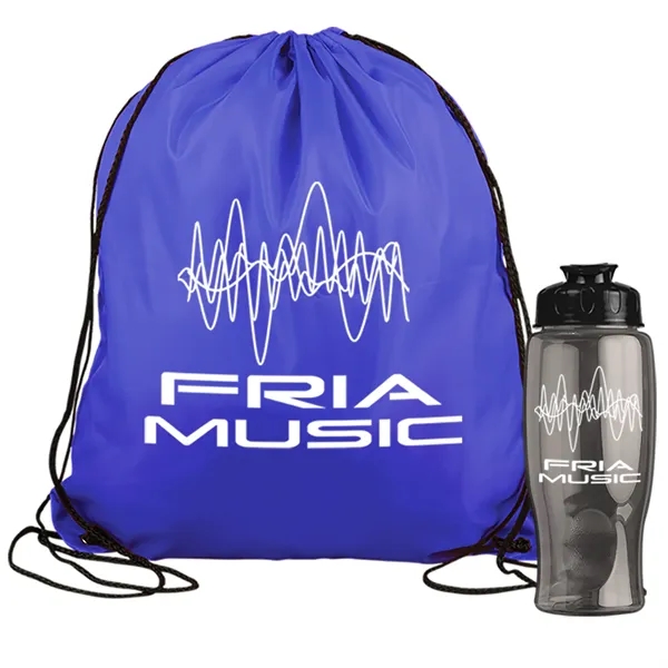 Drawstring backpack in a bottle combo kit.... from ASI 40480 Koozie Group
