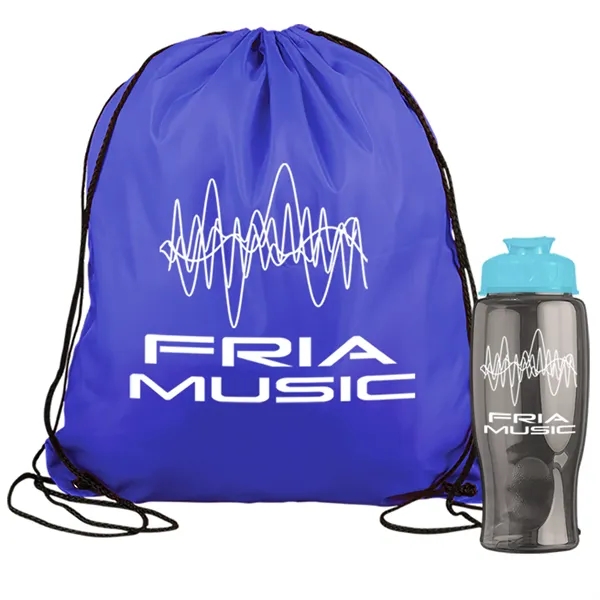 Drawstring backpack in a bottle combo kit.... from ASI 40480 Koozie Group