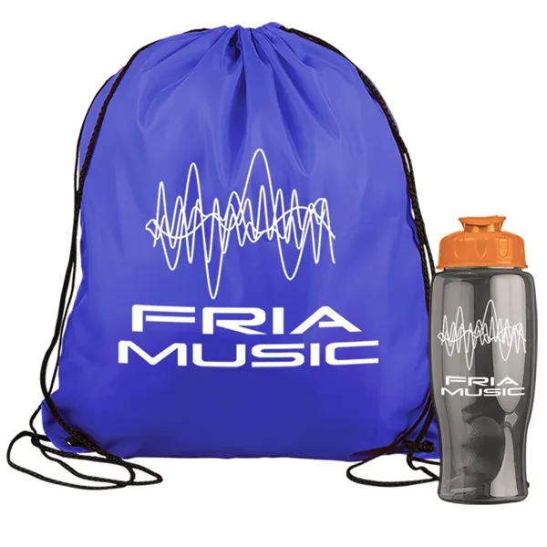 Drawstring backpack in a bottle combo kit.... from ASI 40480 Koozie Group