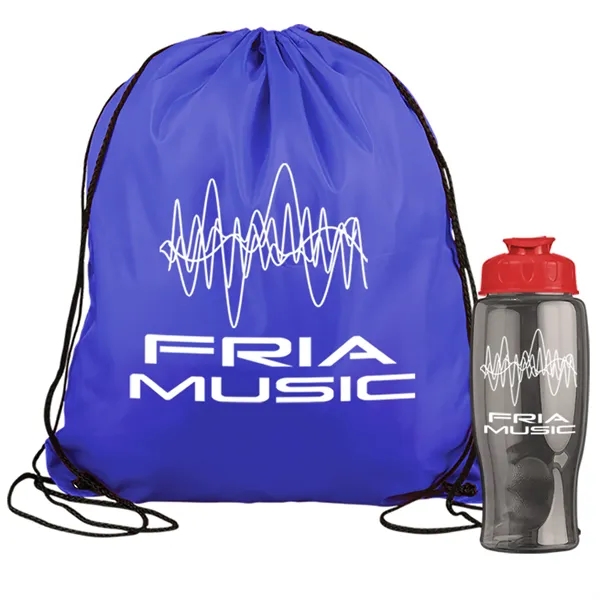 Drawstring backpack in a bottle combo kit.... from ASI 40480 Koozie Group