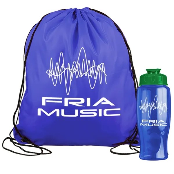 Drawstring backpack in a bottle combo kit.... from ASI 40480 Koozie Group