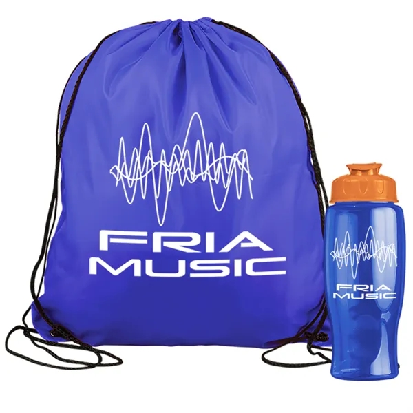 Drawstring backpack in a bottle combo kit.... from ASI 40480 Koozie Group