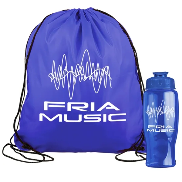 Drawstring backpack in a bottle combo kit.... from ASI 40480 Koozie Group
