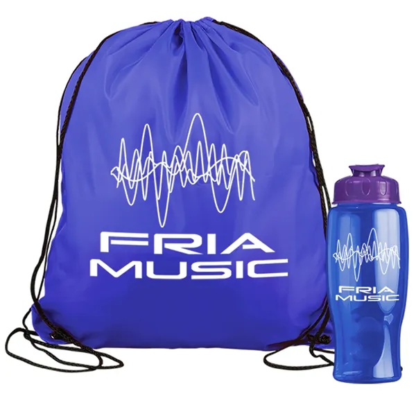 Drawstring backpack in a bottle combo kit.... from ASI 40480 Koozie Group