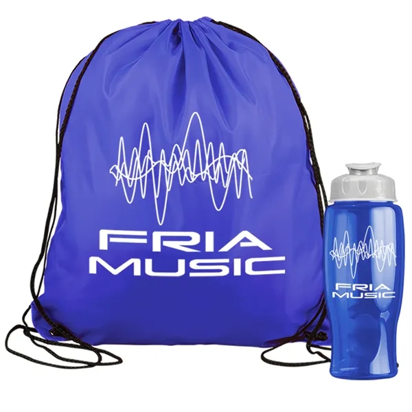 Drawstring backpack in a bottle combo kit.... from ASI 40480 Koozie Group