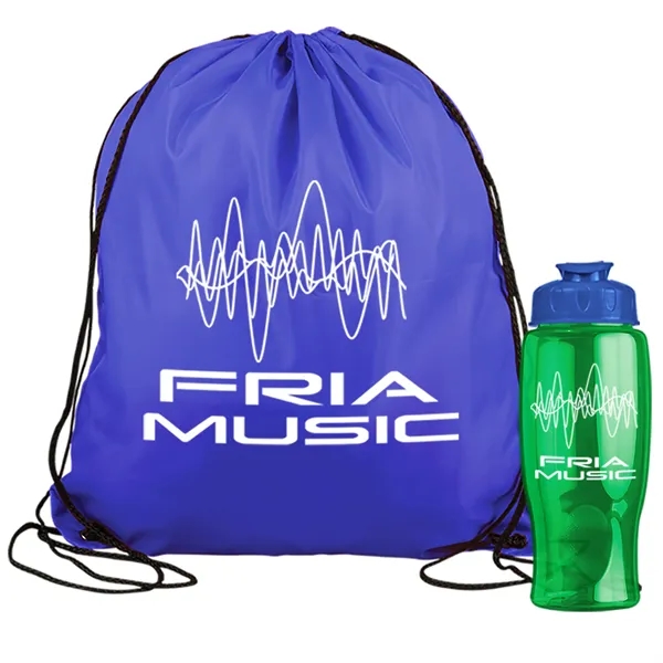 Drawstring backpack in a bottle combo kit.... from ASI 40480 Koozie Group