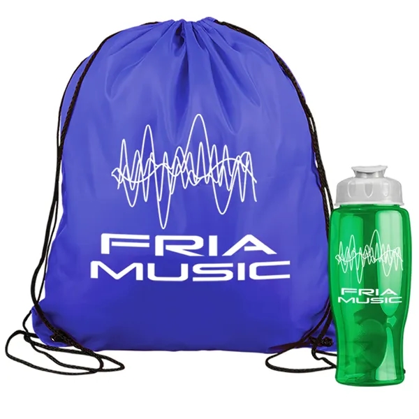 Drawstring backpack in a bottle combo kit.... from ASI 40480 Koozie Group