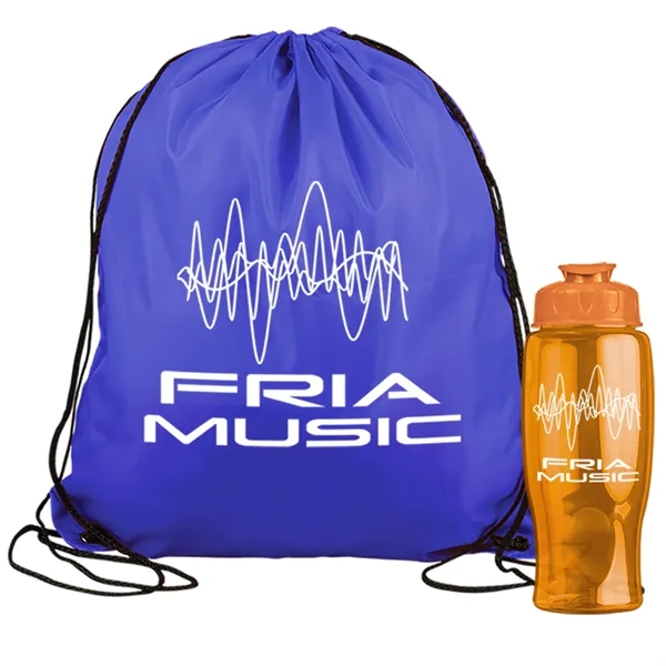 Drawstring backpack in a bottle combo kit.... from ASI 40480 Koozie Group