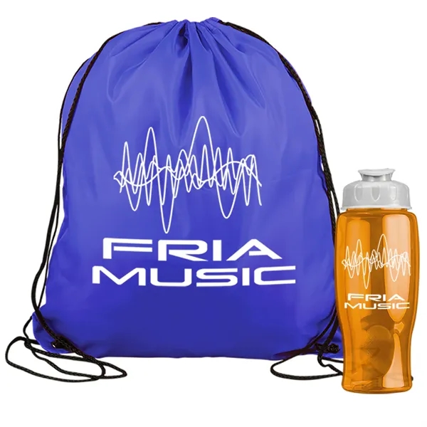 Drawstring backpack in a bottle combo kit.... from ASI 40480 Koozie Group