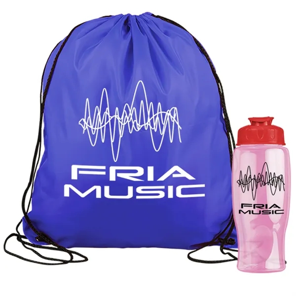 Drawstring backpack in a bottle combo kit.... from ASI 40480 Koozie Group