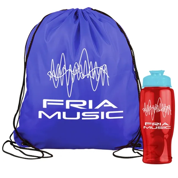 Drawstring backpack in a bottle combo kit.... from ASI 40480 Koozie Group