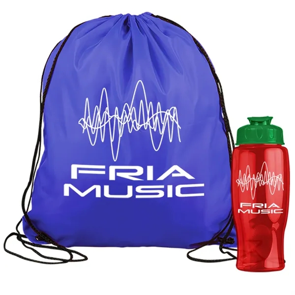 Drawstring backpack in a bottle combo kit.... from ASI 40480 Koozie Group