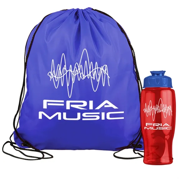 Drawstring backpack in a bottle combo kit.... from ASI 40480 Koozie Group