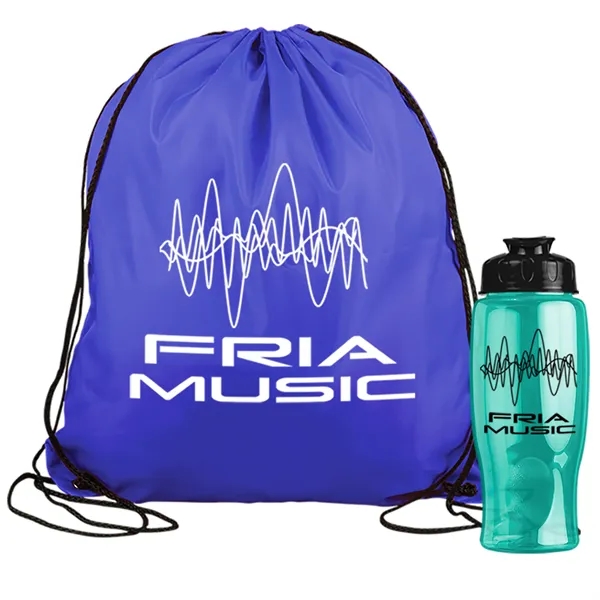 Drawstring backpack in a bottle combo kit.... from ASI 40480 Koozie Group