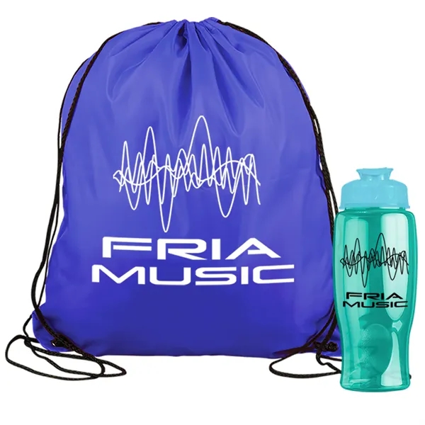 Drawstring backpack in a bottle combo kit.... from ASI 40480 Koozie Group