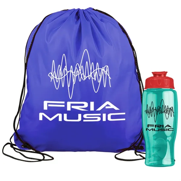 Drawstring backpack in a bottle combo kit.... from ASI 40480 Koozie Group