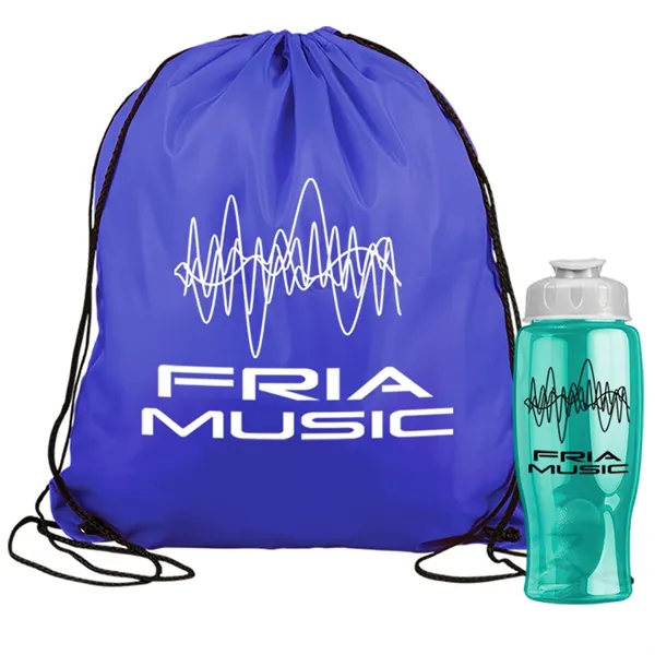 Drawstring backpack in a bottle combo kit.... from ASI 40480 Koozie Group