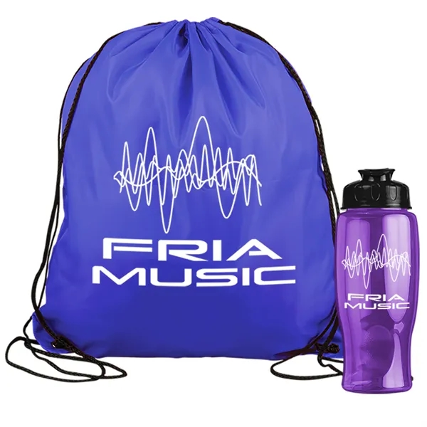 Drawstring backpack in a bottle combo kit.... from ASI 40480 Koozie Group