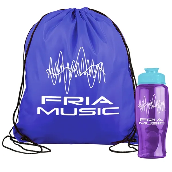 Drawstring backpack in a bottle combo kit.... from ASI 40480 Koozie Group