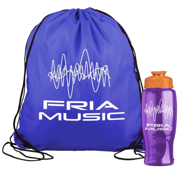 Drawstring backpack in a bottle combo kit.... from ASI 40480 Koozie Group