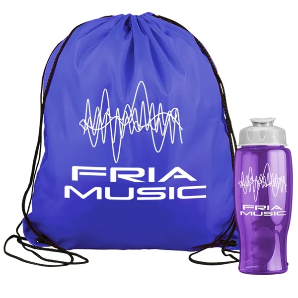 Drawstring backpack in a bottle combo kit.... from ASI 40480 Koozie Group
