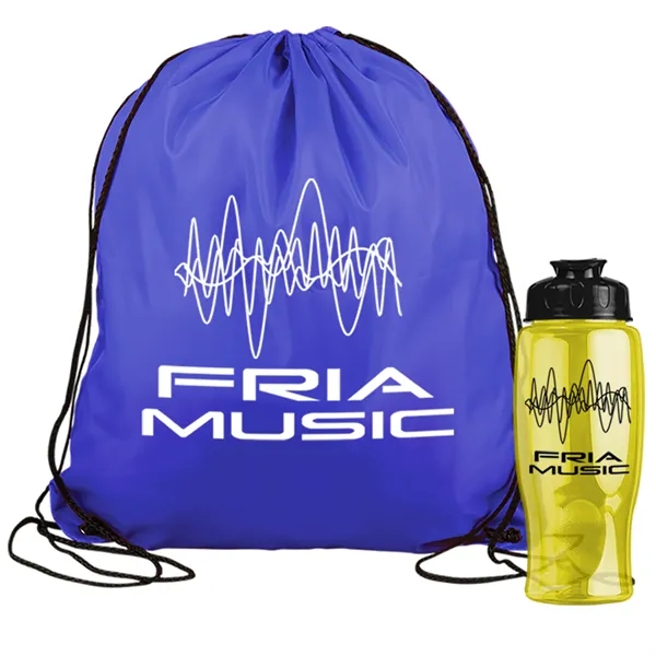 Drawstring backpack in a bottle combo kit.... from ASI 40480 Koozie Group