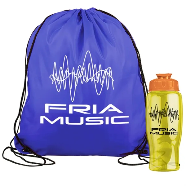 Drawstring backpack in a bottle combo kit.... from ASI 40480 Koozie Group