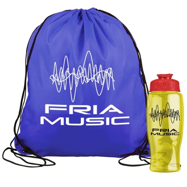Drawstring backpack in a bottle combo kit.... from ASI 40480 Koozie Group
