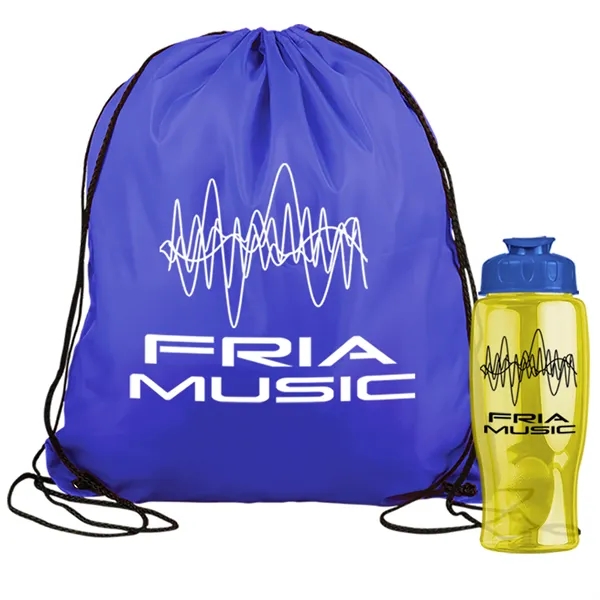 Drawstring backpack in a bottle combo kit.... from ASI 40480 Koozie Group