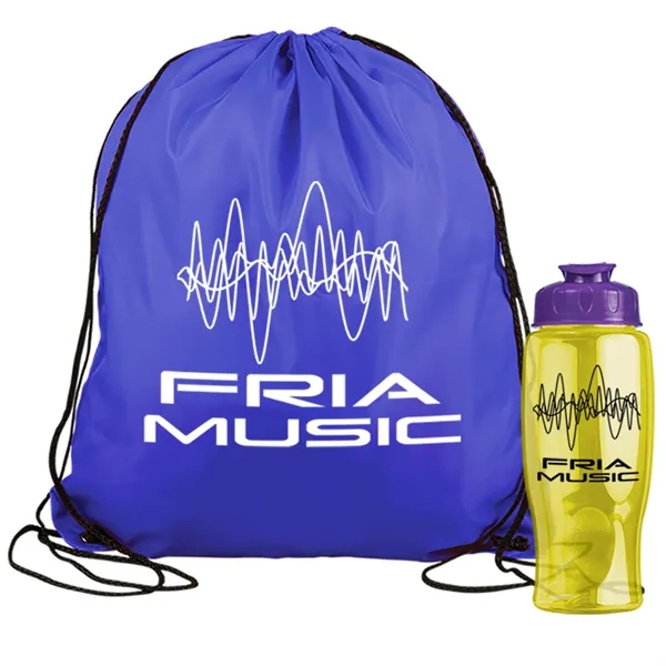 Drawstring backpack in a bottle combo kit.... from ASI 40480 Koozie Group