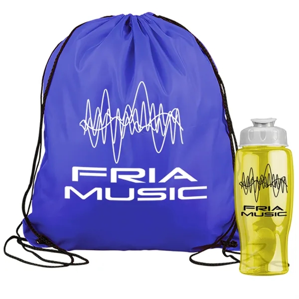 Drawstring backpack in a bottle combo kit.... from ASI 40480 Koozie Group