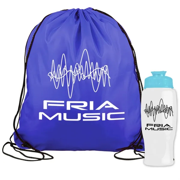 Drawstring backpack in a bottle combo kit.... from ASI 40480 Koozie Group