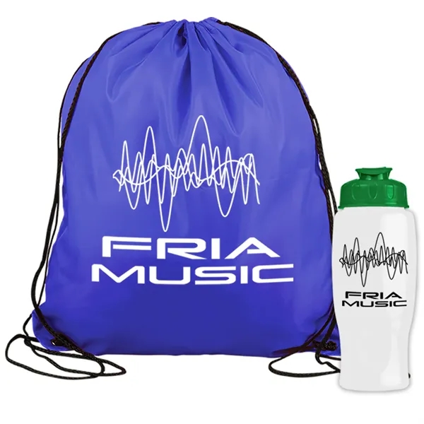 Drawstring backpack in a bottle combo kit.... from ASI 40480 Koozie Group