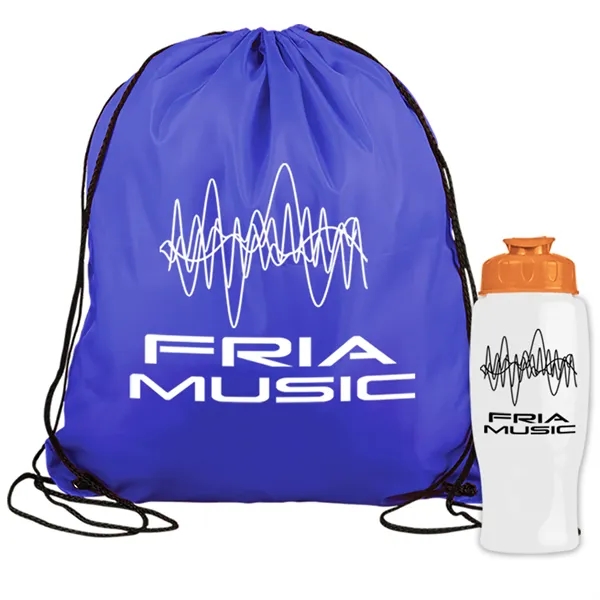 Drawstring backpack in a bottle combo kit.... from ASI 40480 Koozie Group