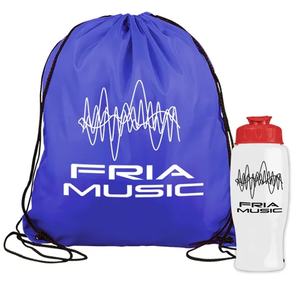 Drawstring backpack in a bottle combo kit.... from ASI 40480 Koozie Group