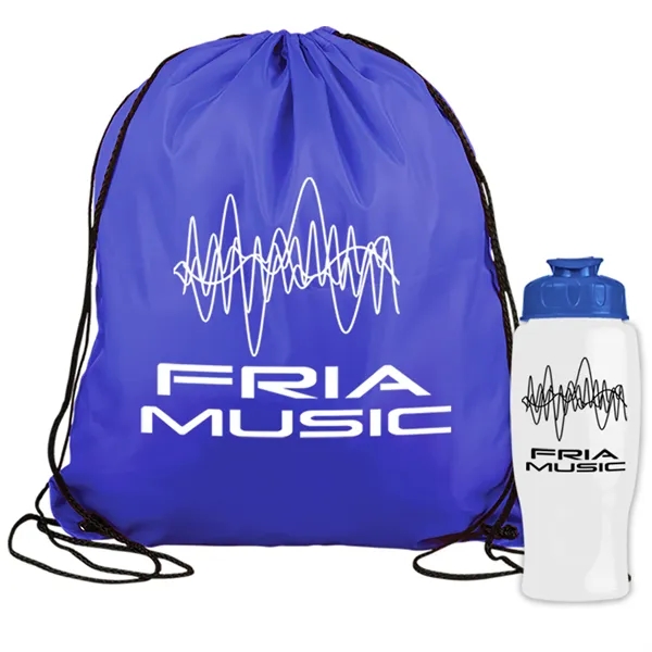 Drawstring backpack in a bottle combo kit.... from ASI 40480 Koozie Group
