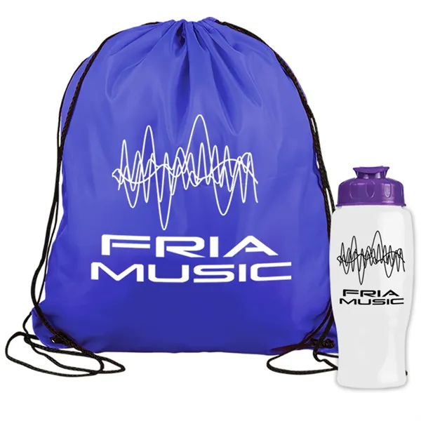 Drawstring backpack in a bottle combo kit.... from ASI 40480 Koozie Group