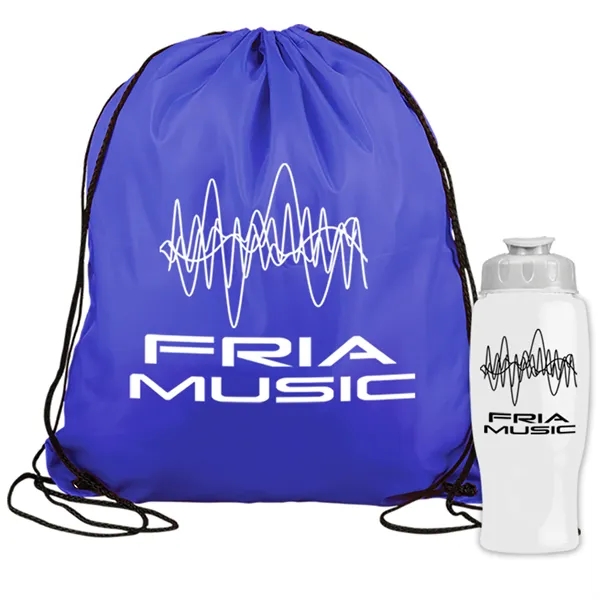 Drawstring backpack in a bottle combo kit.... from ASI 40480 Koozie Group