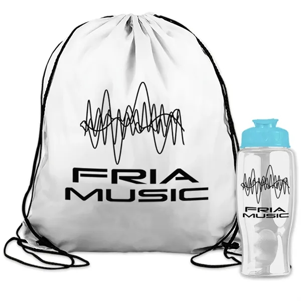 Drawstring backpack in a bottle combo kit.... from ASI 40480 Koozie Group