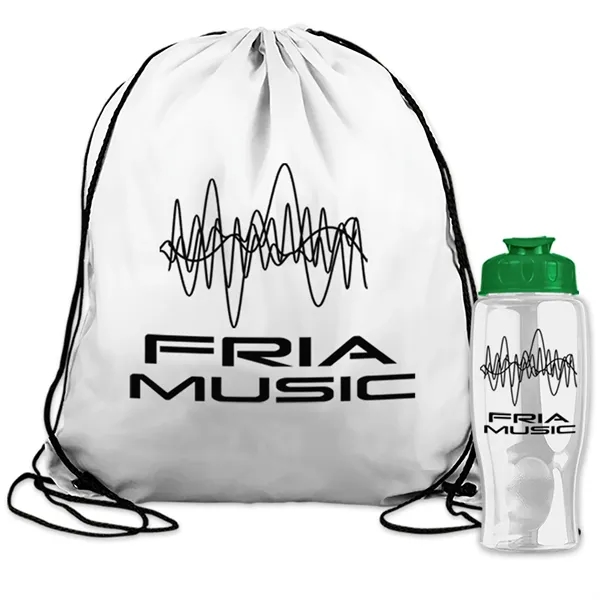 Drawstring backpack in a bottle combo kit.... from ASI 40480 Koozie Group